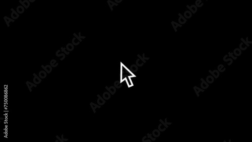 Pointer arrow cursor clicking. Mouse click symbol with circle on Green Screen Chroma key. animated Arrow Cursor Mouse movement and Clicks with alpha channel. Mouse cursor icon  photo
