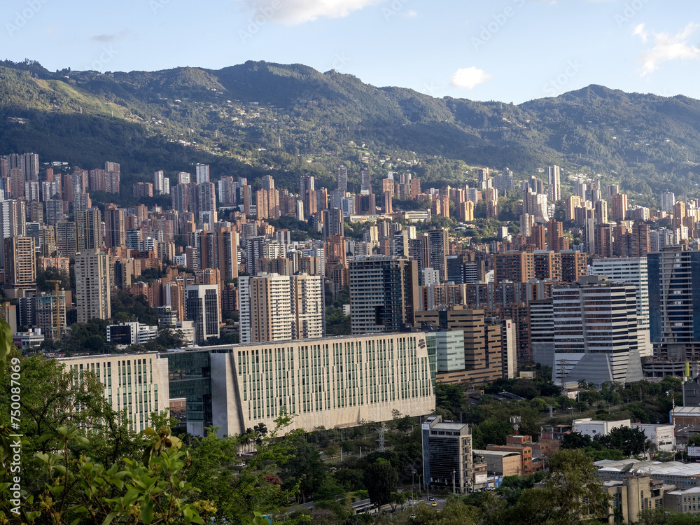 View from above of the Medellin city development. Colombia