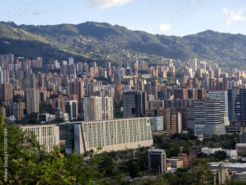 Obraz na płótnie View from above of the Medellin city development. Colombia w salonie