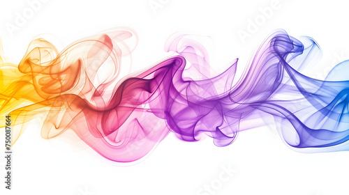 Abstract colorful smoke background Isolated on white background