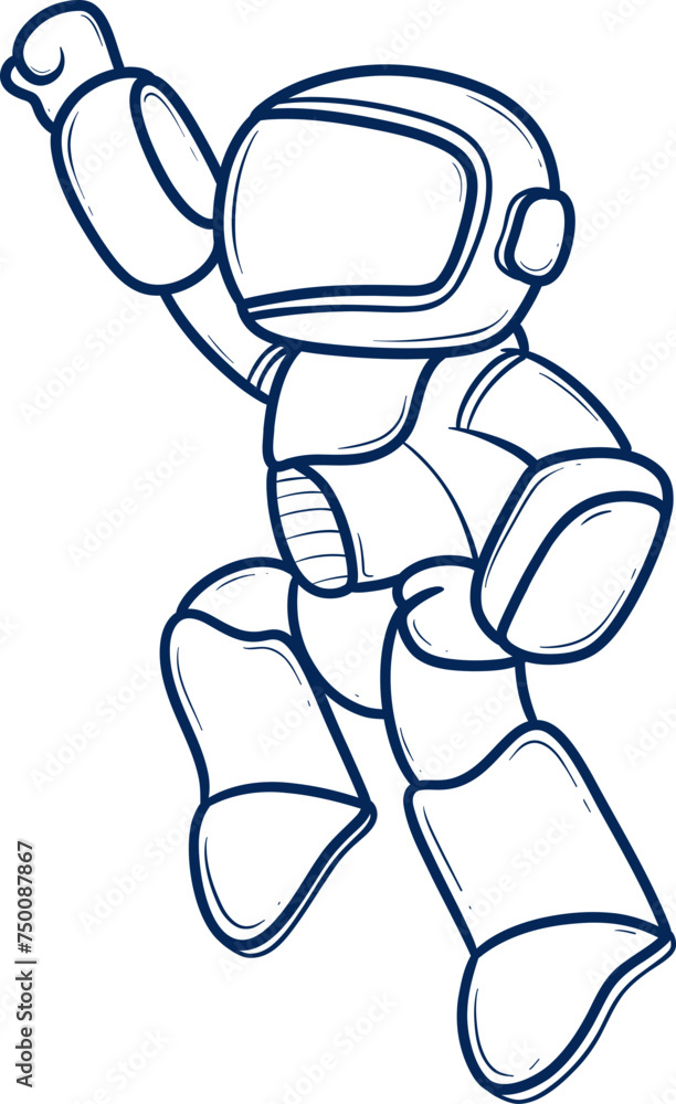 outline cartoon robot floating in space outline cartoon robot floating in space