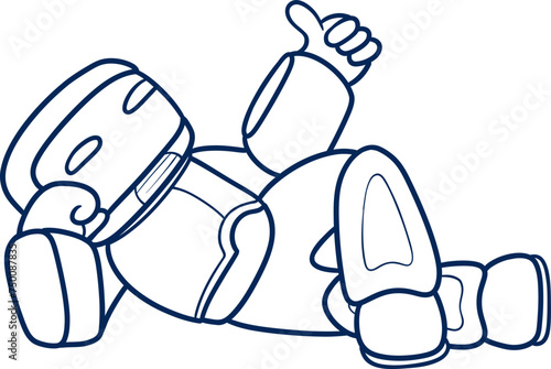 Cartoon robot lying down with a relaxed pose outline