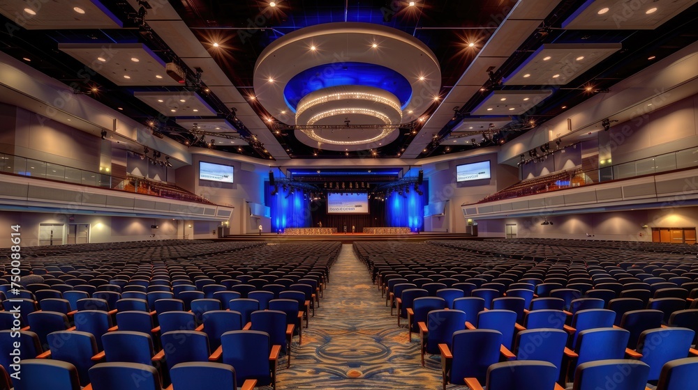 Obraz premium conference venues such as convention centers, hotels, or auditoriums, equipped with state-of-the-art facilities, staging areas, and technology infrastructure to host large-scale conferences and events