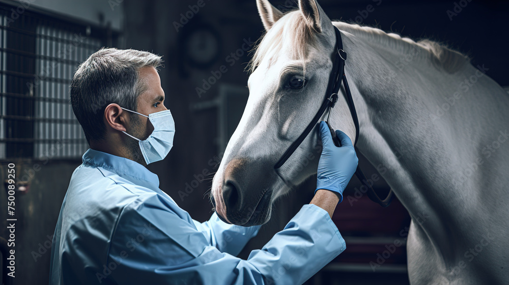 Veterinary Horses on the farm conducting a review. World Veterinarian Day Veterinary Horses on the farm conducting a review. World Veterinarian Day