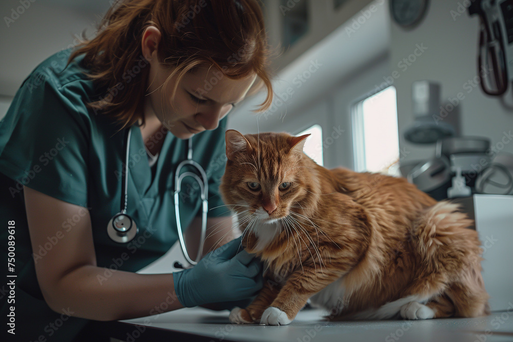 A Veterinarian examines a Cat, World Veterinarian Day A Veterinarian examines a Cat, World Veterinarian Day
