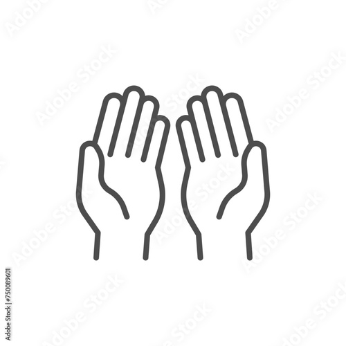 muslim praying hands line icon