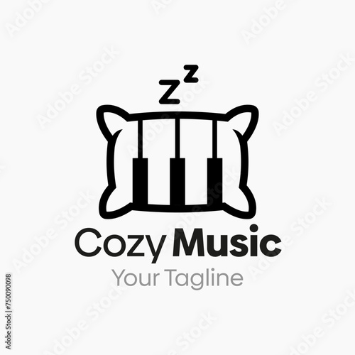 Vector Illustration for Cozy Music Logo: A Design Template Merging Concepts of a Piano and Pillow Shape