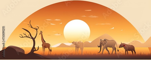 minimalistic design Illustration Safari Animal Frame template