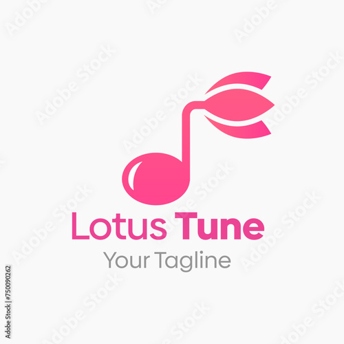 Vector Illustration for Lotus Tune Logo: A Design Template Merging Concepts of a Melody and Lotus Shape