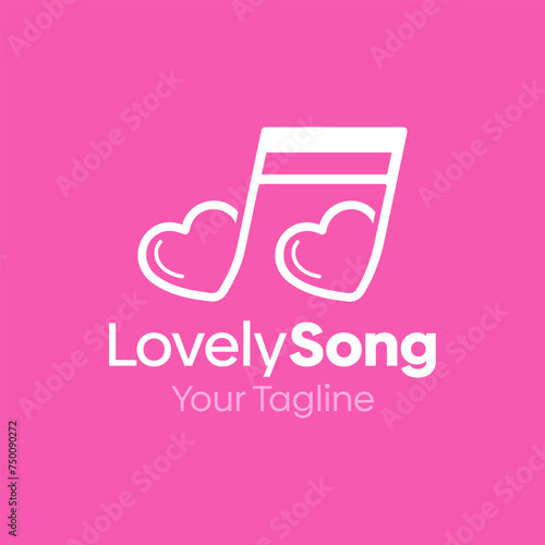 Vector Illustration for Lovely Song Logo: A Design Template Merging Concepts of a Melody and Heart Love Shape