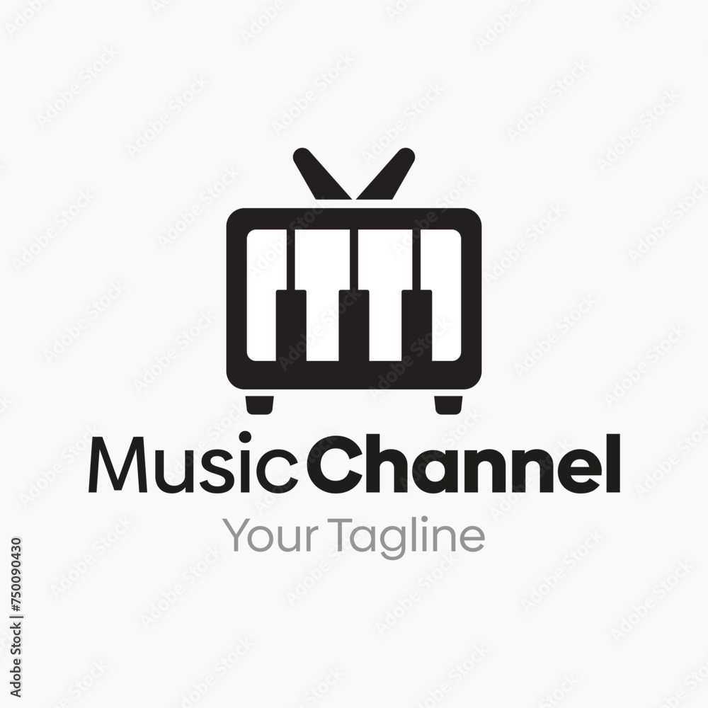 Vector Illustration for Music Channel Logo: A Design Template Merging Concepts of a Television and Piano Shape Vector Illustration for Music Channel Logo: A Design Template Merging Concepts of a Television and Piano Shape