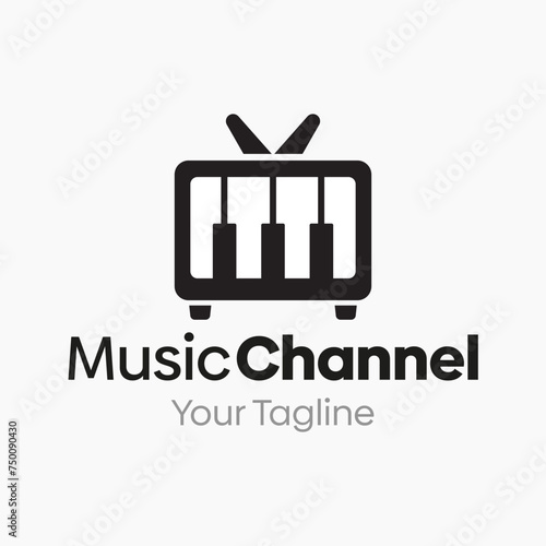 Vector Illustration for Music Channel Logo: A Design Template Merging Concepts of a Television and Piano Shape