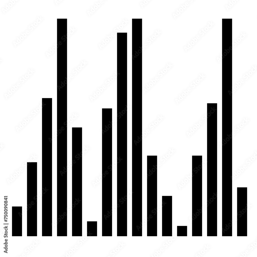Vector illustration of black sound wave icon. Abstract music waves, radio signal frequencies and digital sound visualization. isolated on a white background Vector illustration of black sound wave icon. Abstract music waves, radio signal frequencies and digital sound visualization. isolated on a white background