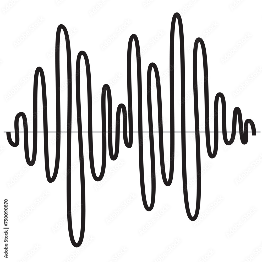 Vector illustration of black sound wave icon. Abstract music waves, radio signal frequencies and digital sound visualization. isolated on a white background Vector illustration of black sound wave icon. Abstract music waves, radio signal frequencies and digital sound visualization. isolated on a white background