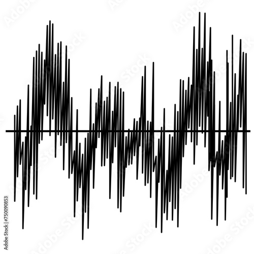 Vector illustration of black sound wave icon. Abstract music waves, radio signal frequencies and digital sound visualization. isolated on a white background