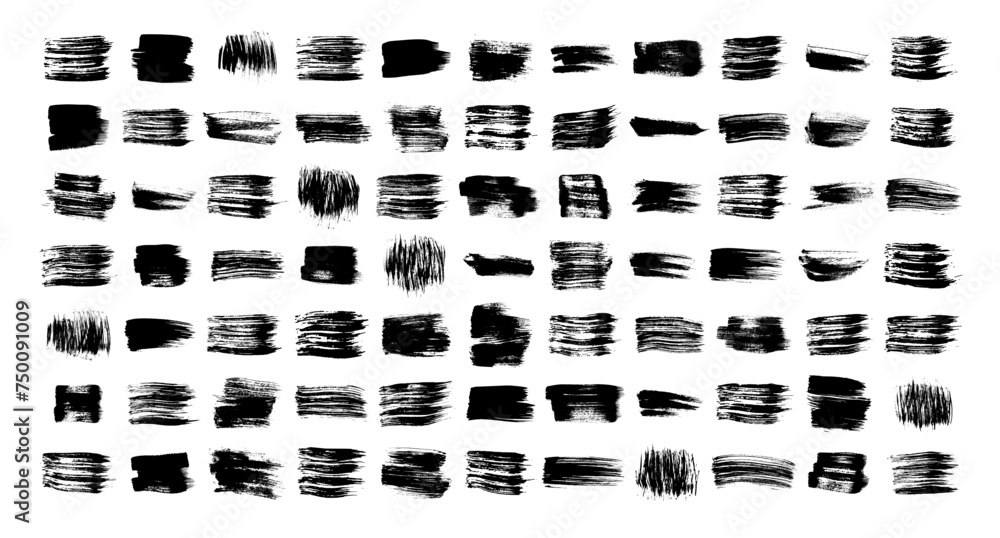 Set of black grunge brush strokes Set of black grunge brush strokes