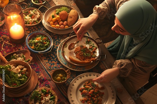 person praying and eating after fasting