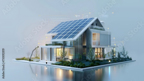 <https//s.mj.run/41Q2nFj11Lk> futuristic generic smart home with solar panels rooftop system for renewable energy concepts as wide banner with copyspace area