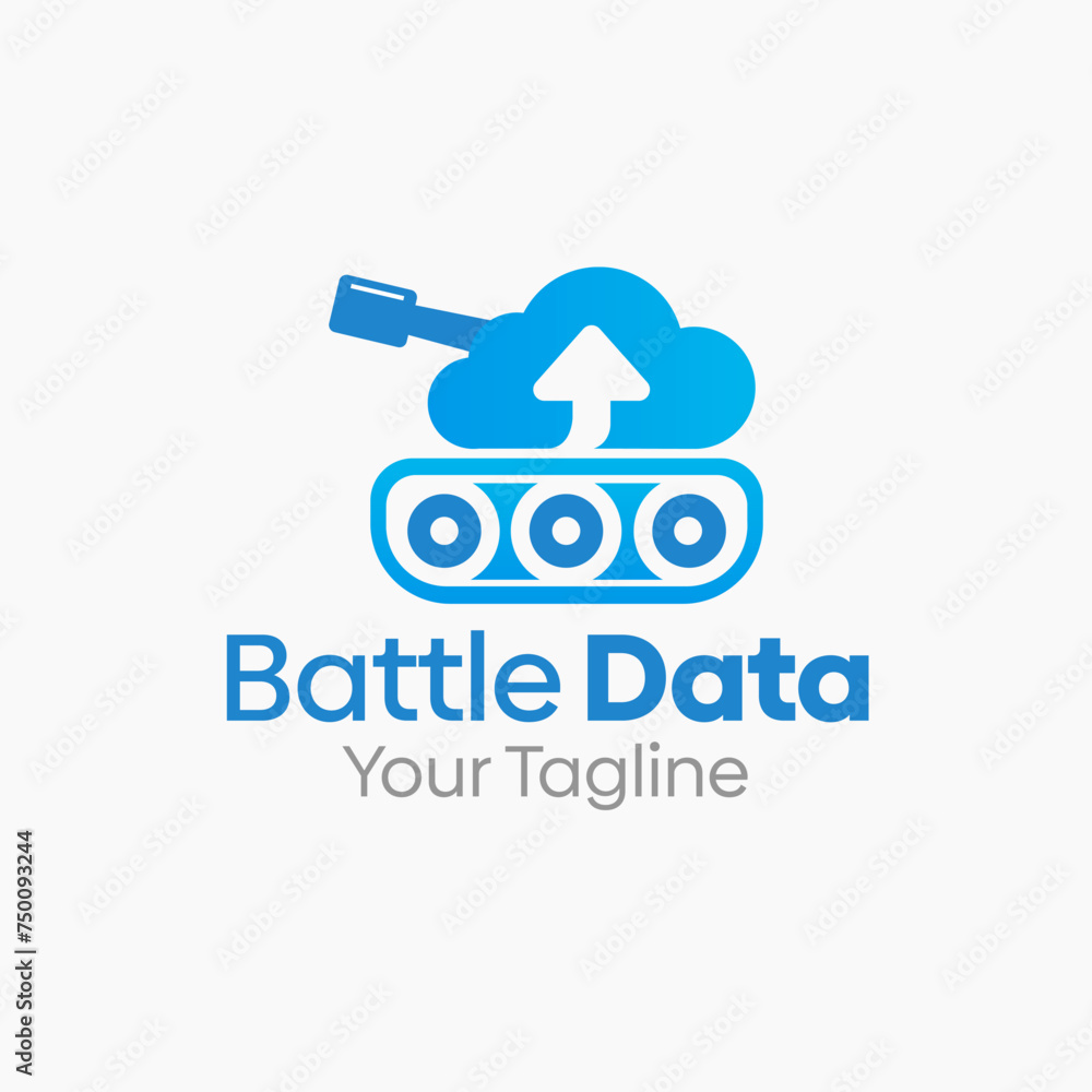 Vector Illustration for Battle Data Logo: A Design Template Merging Concepts of a Tank and Cloud Data Shape Vector Illustration for Battle Data Logo: A Design Template Merging Concepts of a Tank and Cloud Data Shape