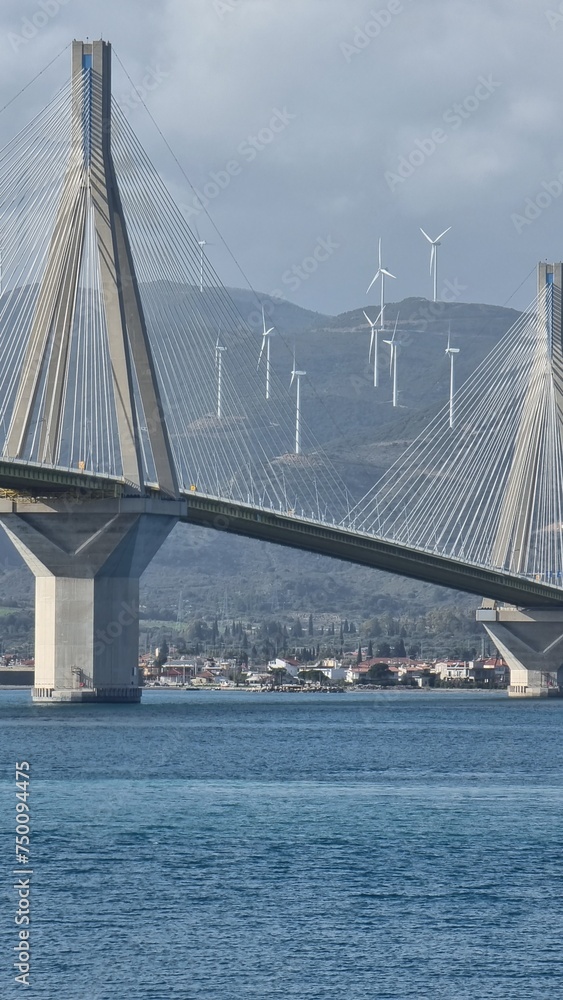 bridge of rio antirio in patra greece energy turbines elecctricity