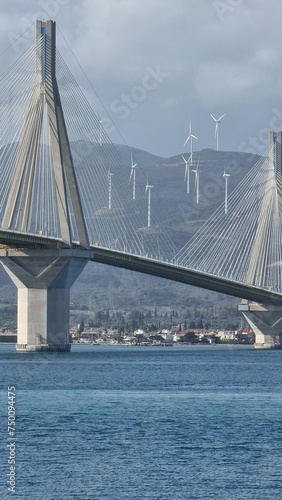 bridge of rio antirio in patra greece energy turbines elecctricity photo