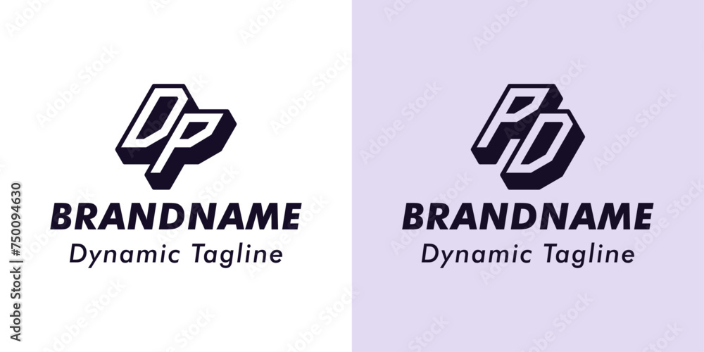 Fototapeta premium Letters DP and PD 3D Monogram Logo, Suitable for business with DP or PD initials