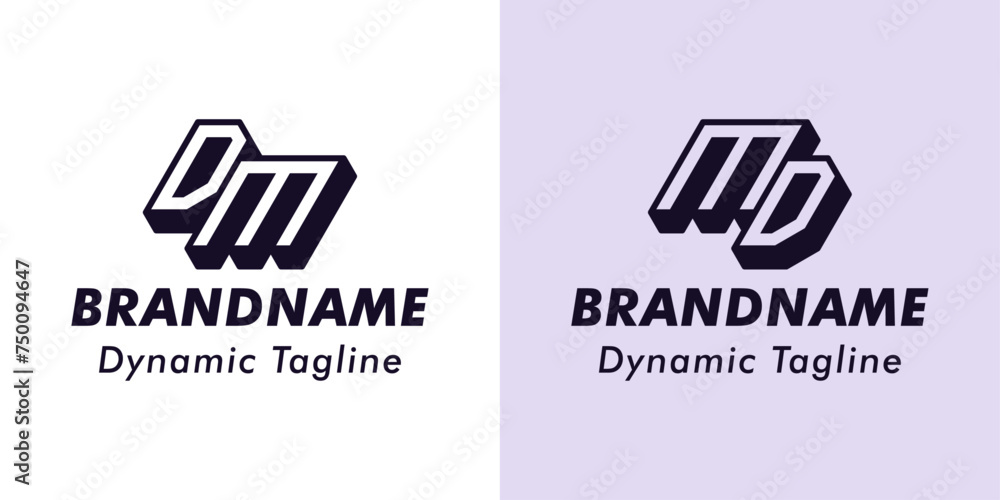 Fototapeta premium Letters DM and MD 3D Monogram Logo, Suitable for business with DM or MD initials