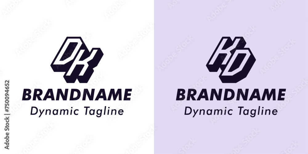 Fototapeta premium Letters DK and KD 3D Monogram Logo, Suitable for business with DK or KD initials