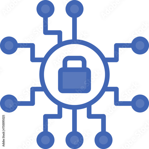 Cyber Security Vector Line Filled Blue Icon