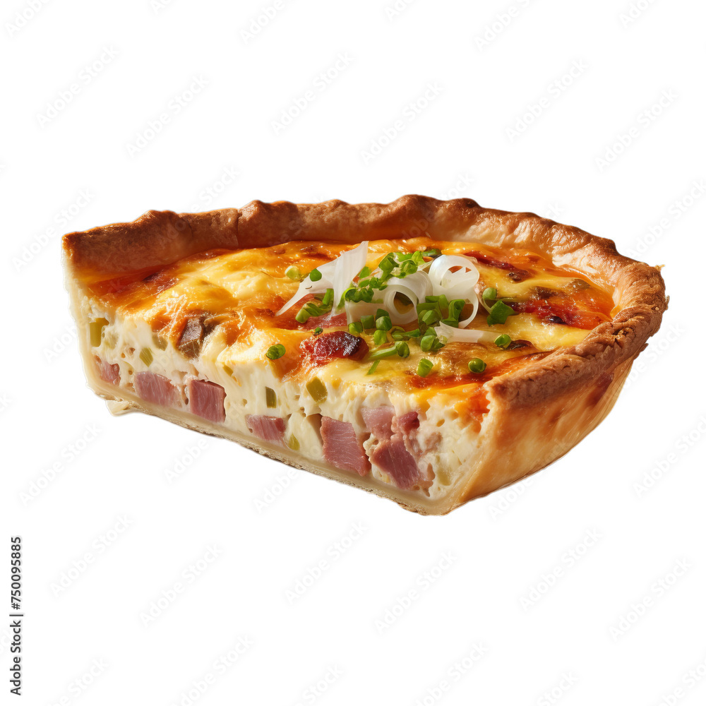 A quiche Lorraine isolated on transparent background, png A quiche Lorraine isolated on transparent background, png