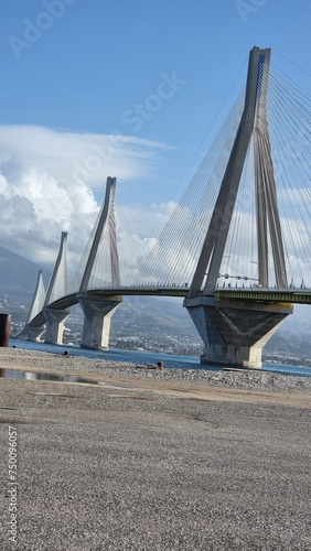 bridge of rio antirio in patra greece photo