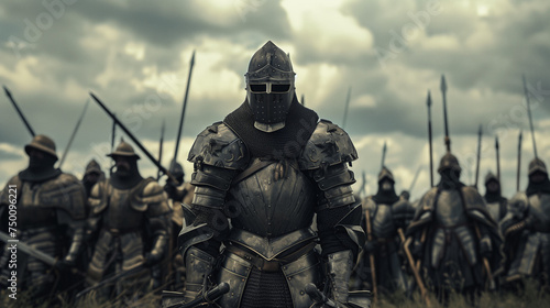 Medieval Knights in Full Armor with Helmets Ready to Battle © Sage Studios
