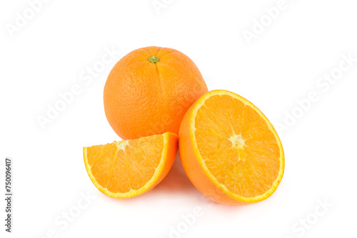 Ripe juicy orange isolated on white.