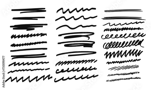Thirty handwritten doodles. Collection of randomly drawn squiggles for your project photo