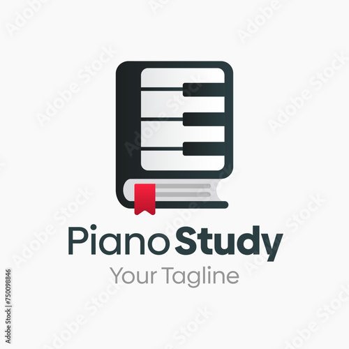 Vector Illustration for Piano Study Logo: A Design Template Merging Concepts of a Book and Piano Shape