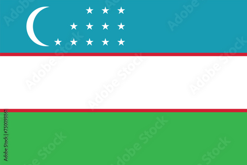 Flag of Uzbekistan. Uzbek flag with crescent and stars. State symbol of the Republic of Uzbekistan.
