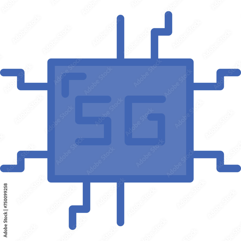 5G-11 Vector Line Filled Blue Icon 5G-11 Vector Line Filled Blue Icon