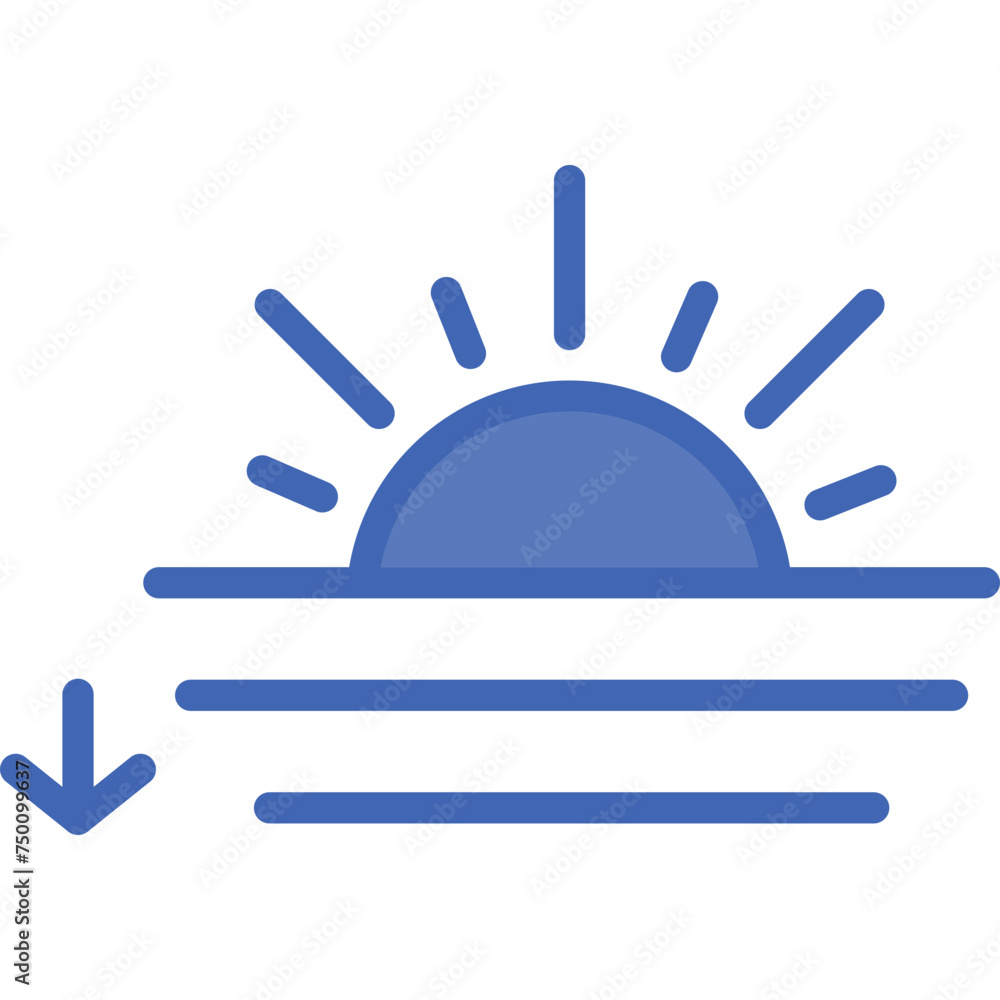 Sunsets Vector Line Filled Blue Icon Sunsets Vector Line Filled Blue Icon