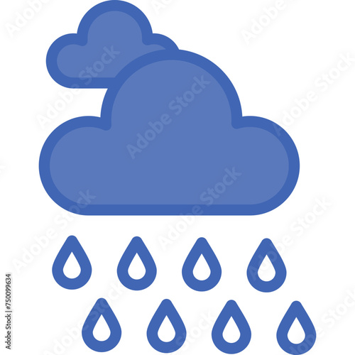 Rain Vector Line Filled Blue Icon