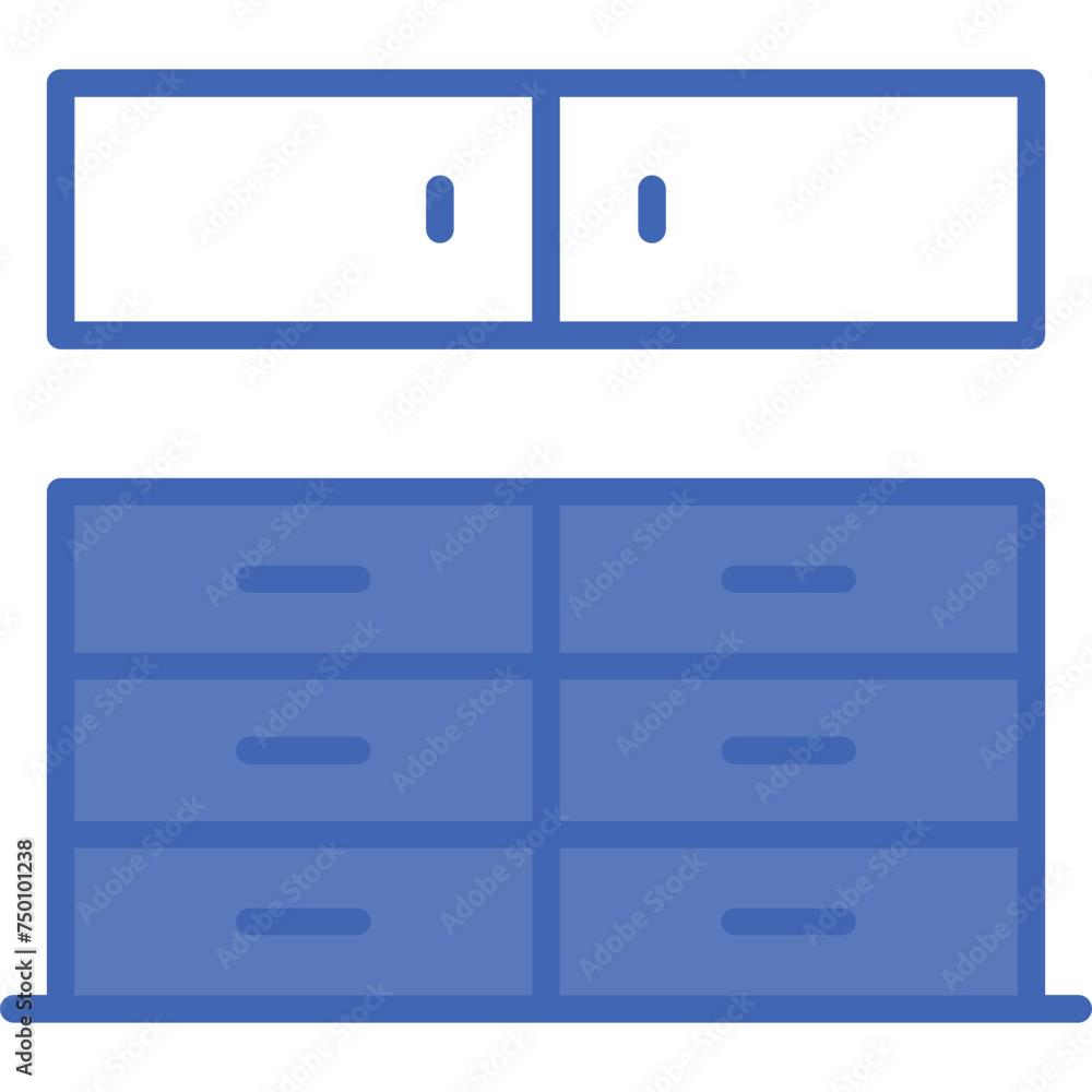Kitchen Cabinet Vector Line Filled Blue Icon Kitchen Cabinet Vector Line Filled Blue Icon