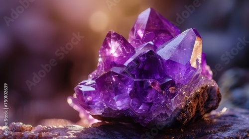 Amethyst cluster, Crystal Stone macro mineral, purple rough amethyst quartz crystals