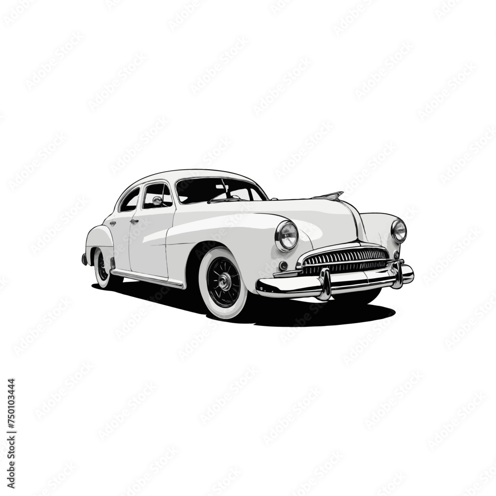 vintage classic car silhouette. retro car drawing. Vector illustration. editable file format. old style car logo