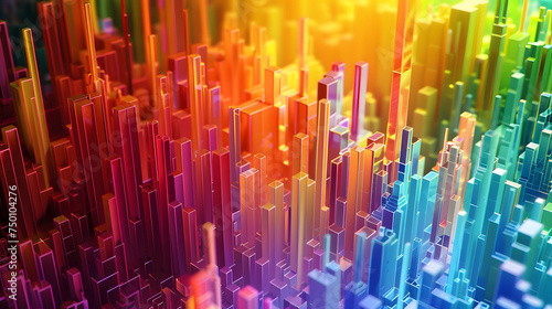 A captivating 3D render featuring an abstract multicolor spectrum.