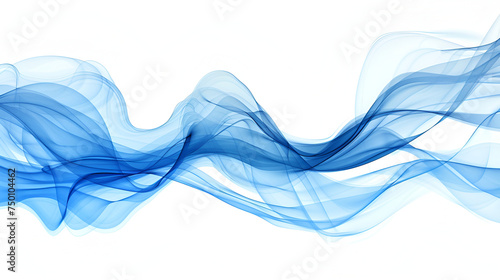 Digital illustration of a digital background blue, swirling movement of the blue smoke group, abstract line Isolated on white background, blue abstract composition
