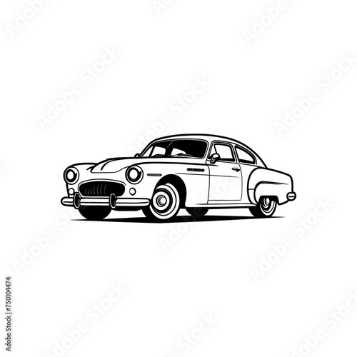 vintage classic car silhouette. retro car drawing. Vector illustration. editable file format. old style car logo