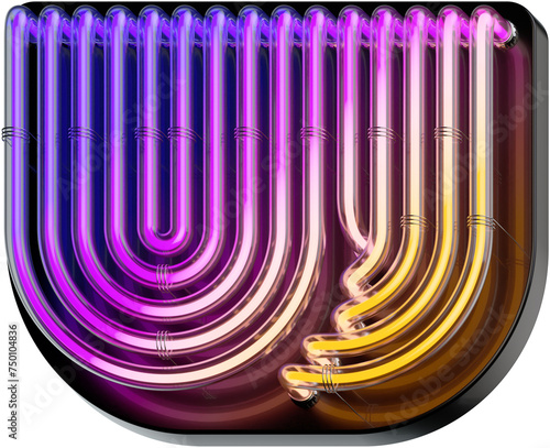 3d rendered bold letter W made of colorful gradient glowing neon tubes (ID: 750104836)