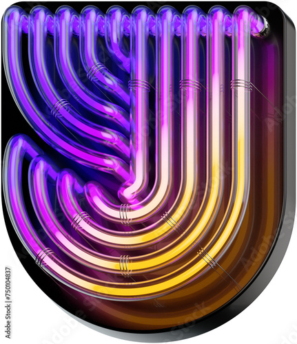 3d rendered bold letter Y made of colorful gradient glowing neon tubes (ID: 750104837)