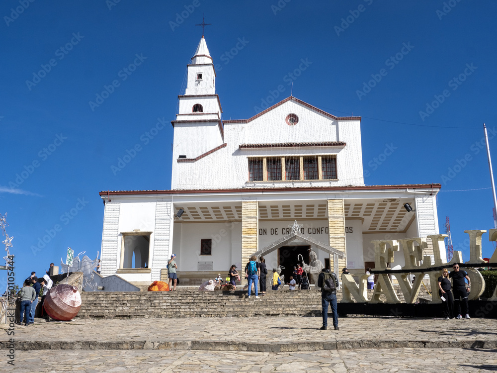 There is a church on top of Montserrat in Bogotá. Colombia