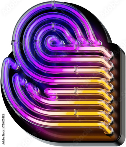 3d rendered bold Ampersand sign made of colorful gradient glowing neon tubes (ID: 750105482)