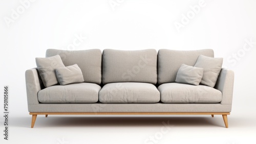 Modern Leather Sofa on White Background 